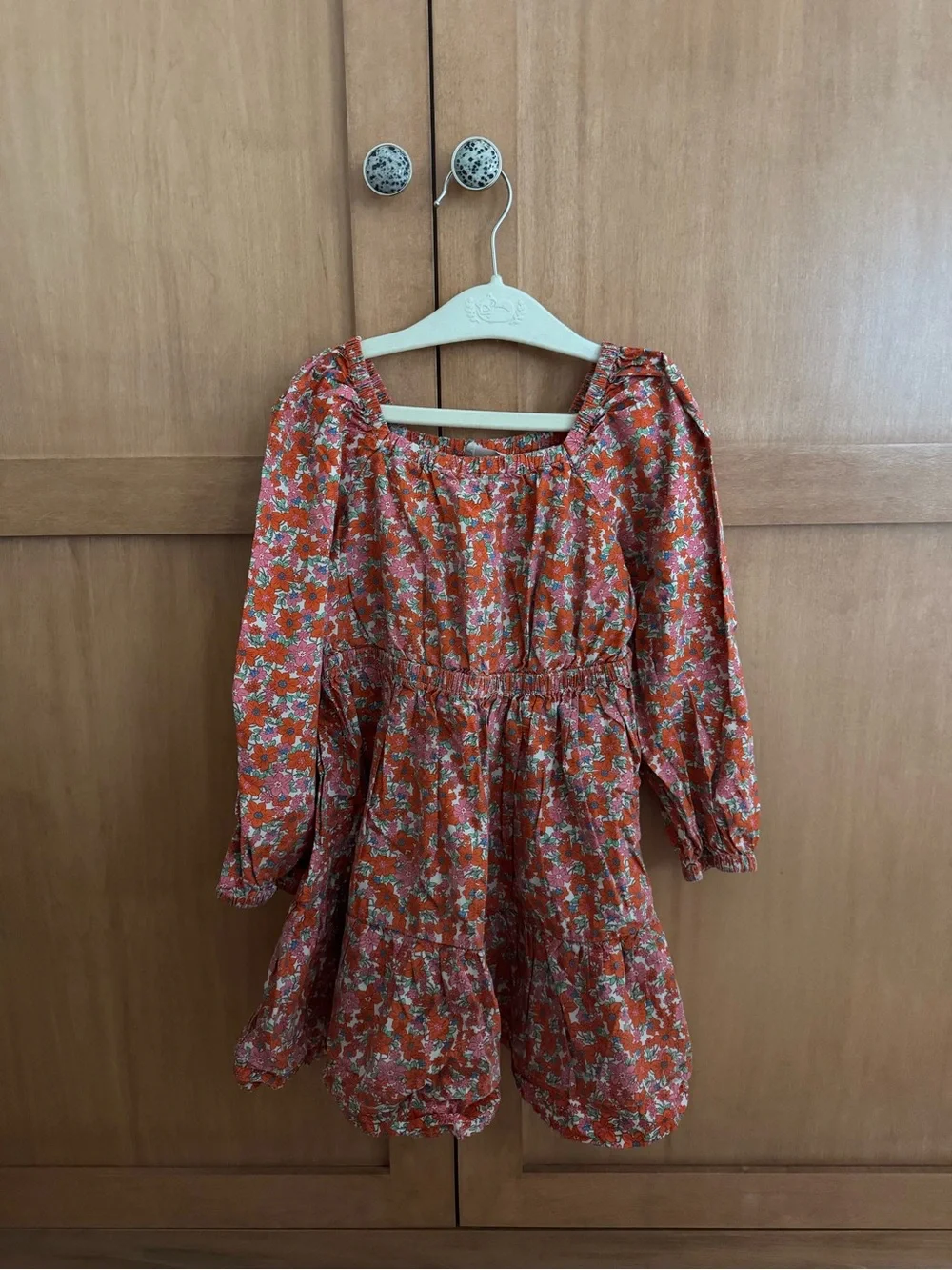 Crewcuts Girls’ Floral Cotton Puff-Sleeve Dress – Size 6